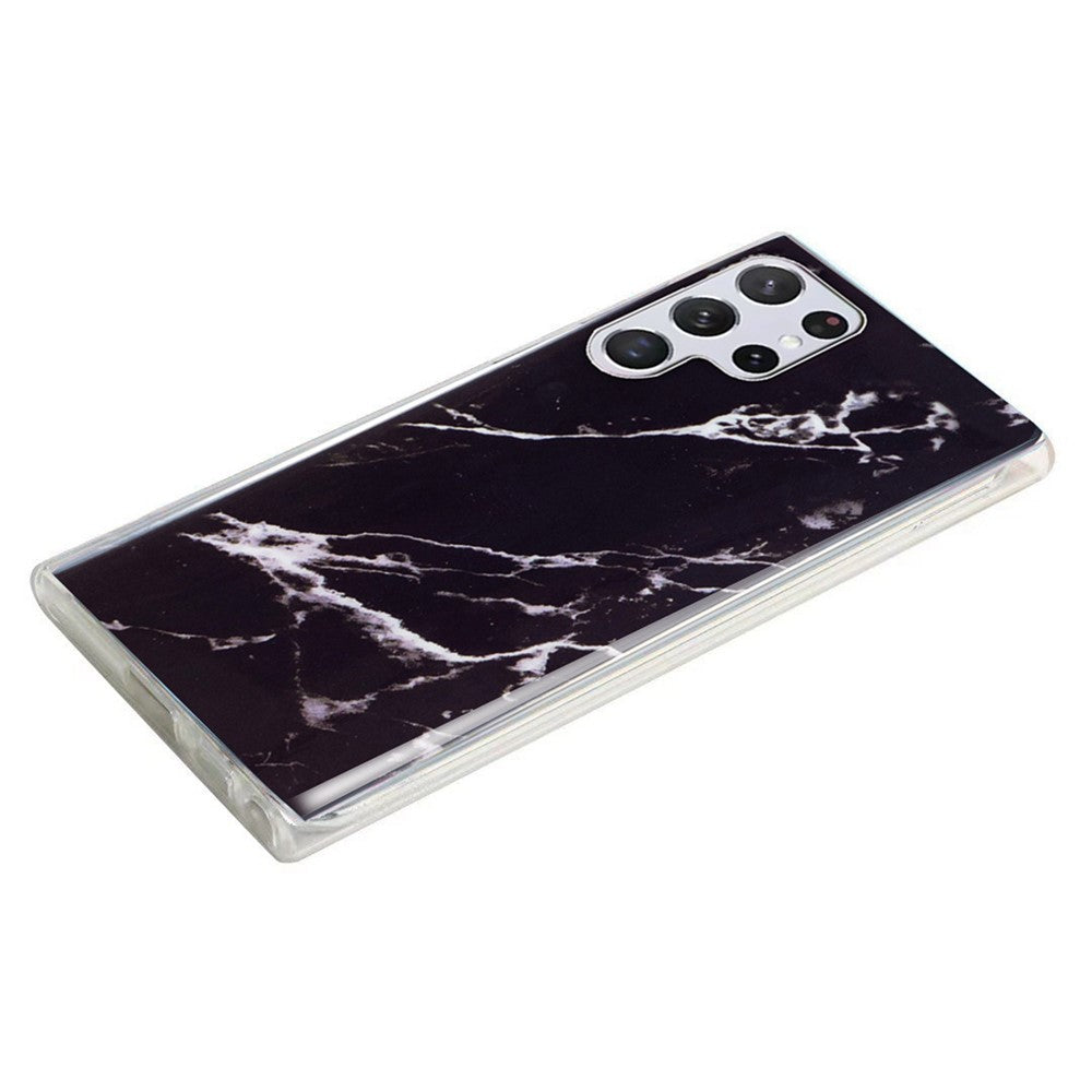 For Samsung Galaxy S22 Ultra 5G Phone Drop-proof Soft TPU Cover IMD Marble Pattern Anti-scratch Case