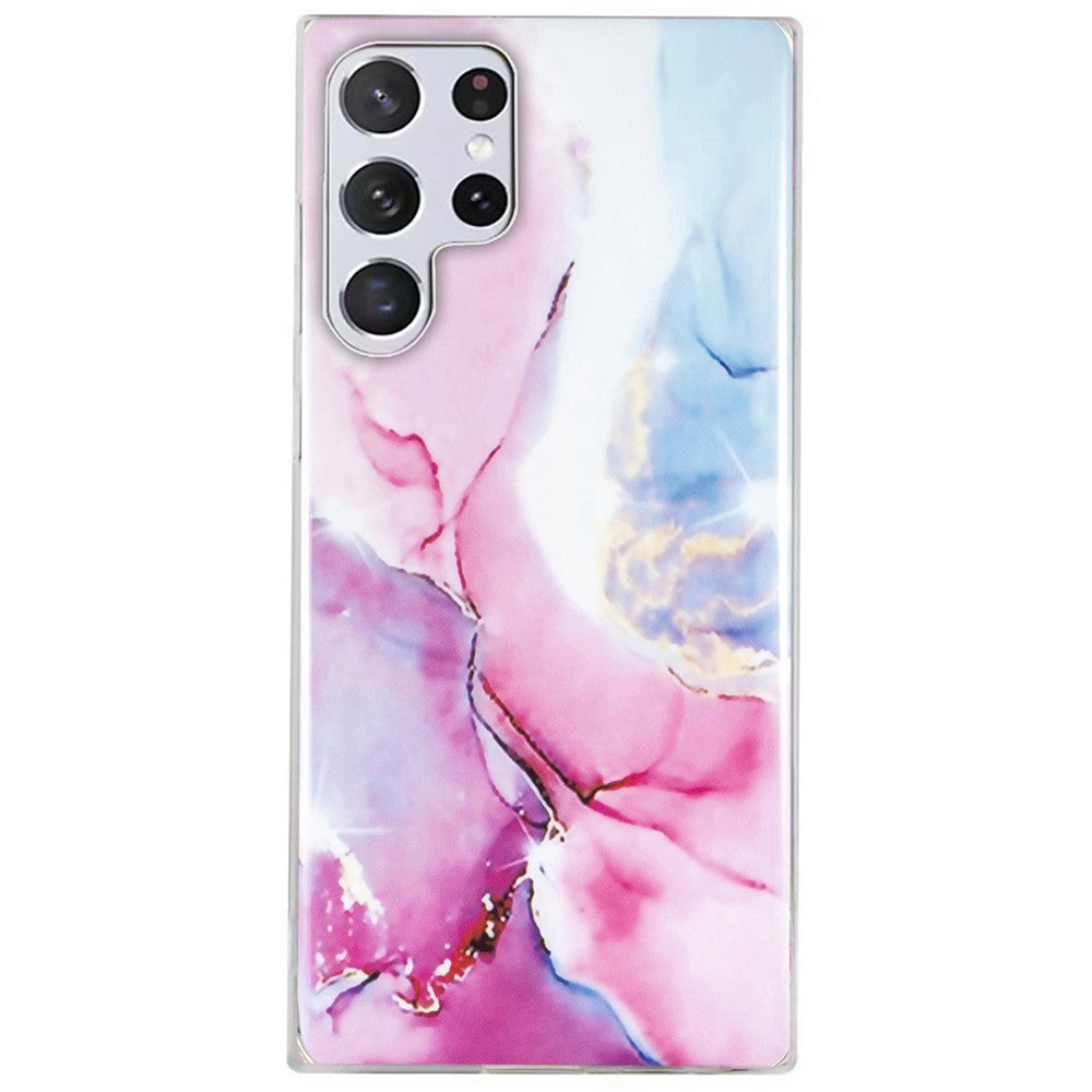 For Samsung Galaxy S22 Ultra 5G Phone Drop-proof Soft TPU Cover IMD Marble Pattern Anti-scratch Case