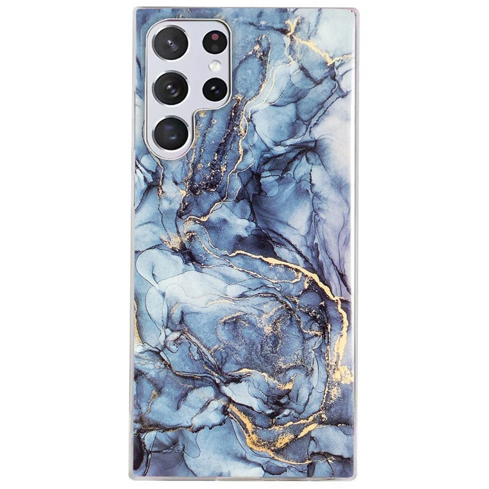For Samsung Galaxy S22 Ultra 5G Phone Drop-proof Soft TPU Cover IMD Marble Pattern Anti-scratch Case