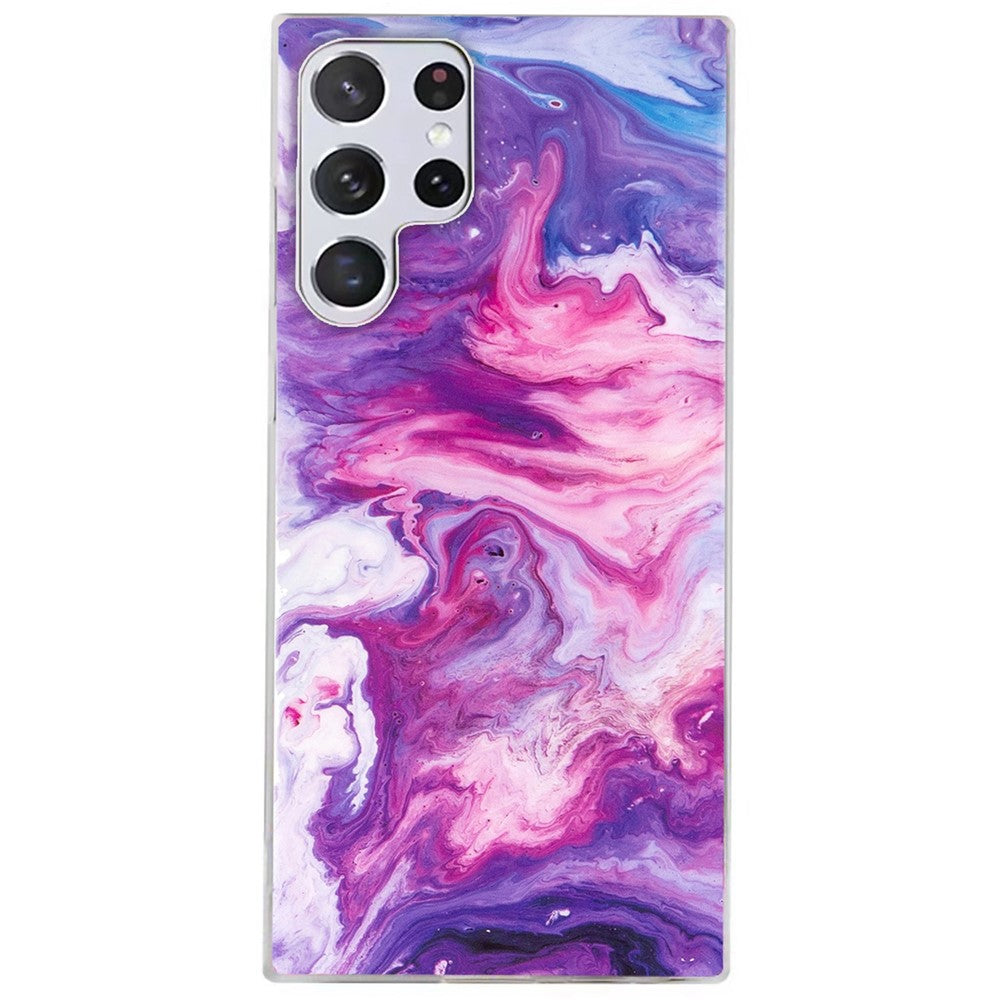 For Samsung Galaxy S22 Ultra 5G Phone Drop-proof Soft TPU Cover IMD Marble Pattern Anti-scratch Case