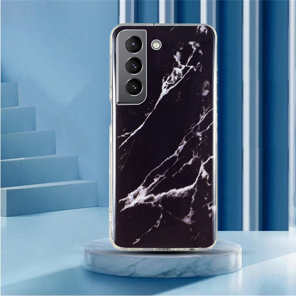 For Samsung Galaxy S22 5G Soft TPU IMD Marble Pattern Phone Cover Anti-scratch Anti-drop Back Case