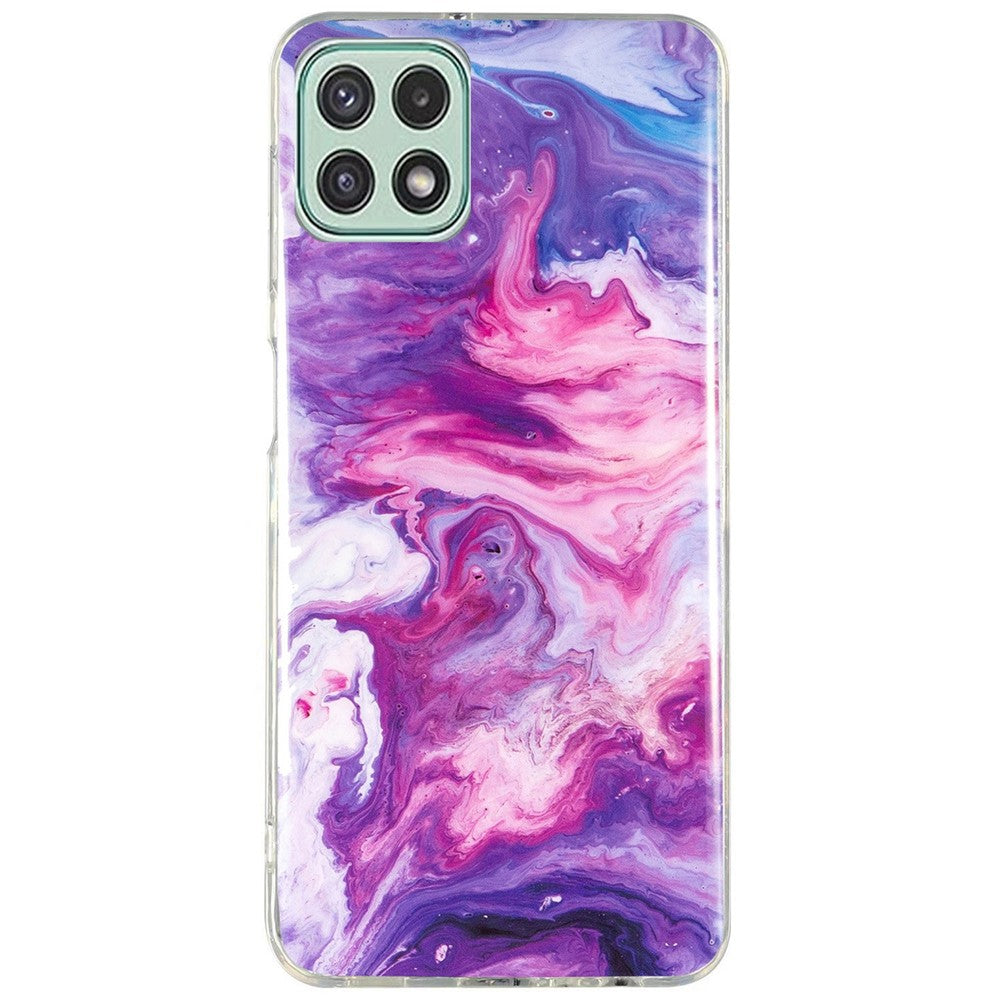 Til Samsung Galaxy A22 5G (EU Version) Blødt TPU Telefonbagcover IMD Marmormønster Beskyttende Etui