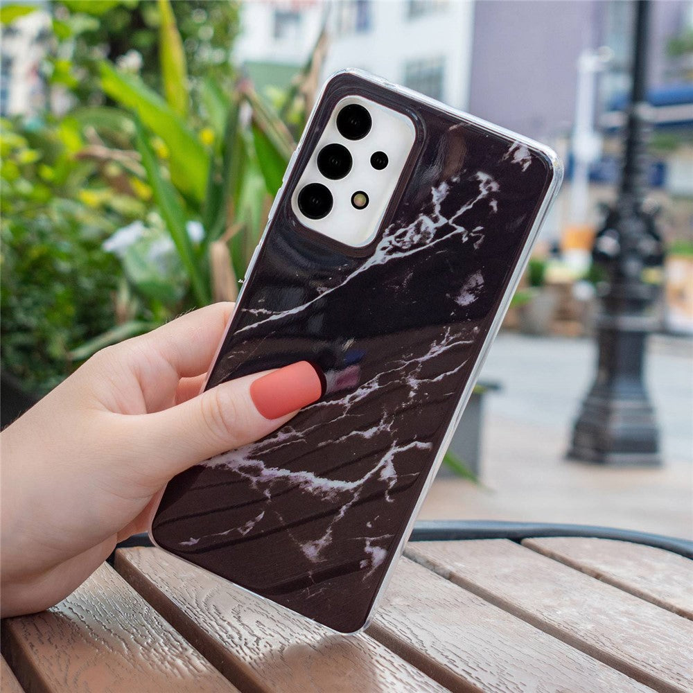 IMD Marmormønster TPU Cover til Samsung Galaxy A13 4G, Ridsefast Beskyttende Telefoncover