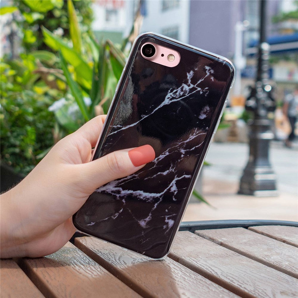 Til iPhone SE (2022)/(2020)/8/7 4,7 tommer Stilfuld Marmormønster IMD Telefoncover Anti-fald Blødt TPU Cover