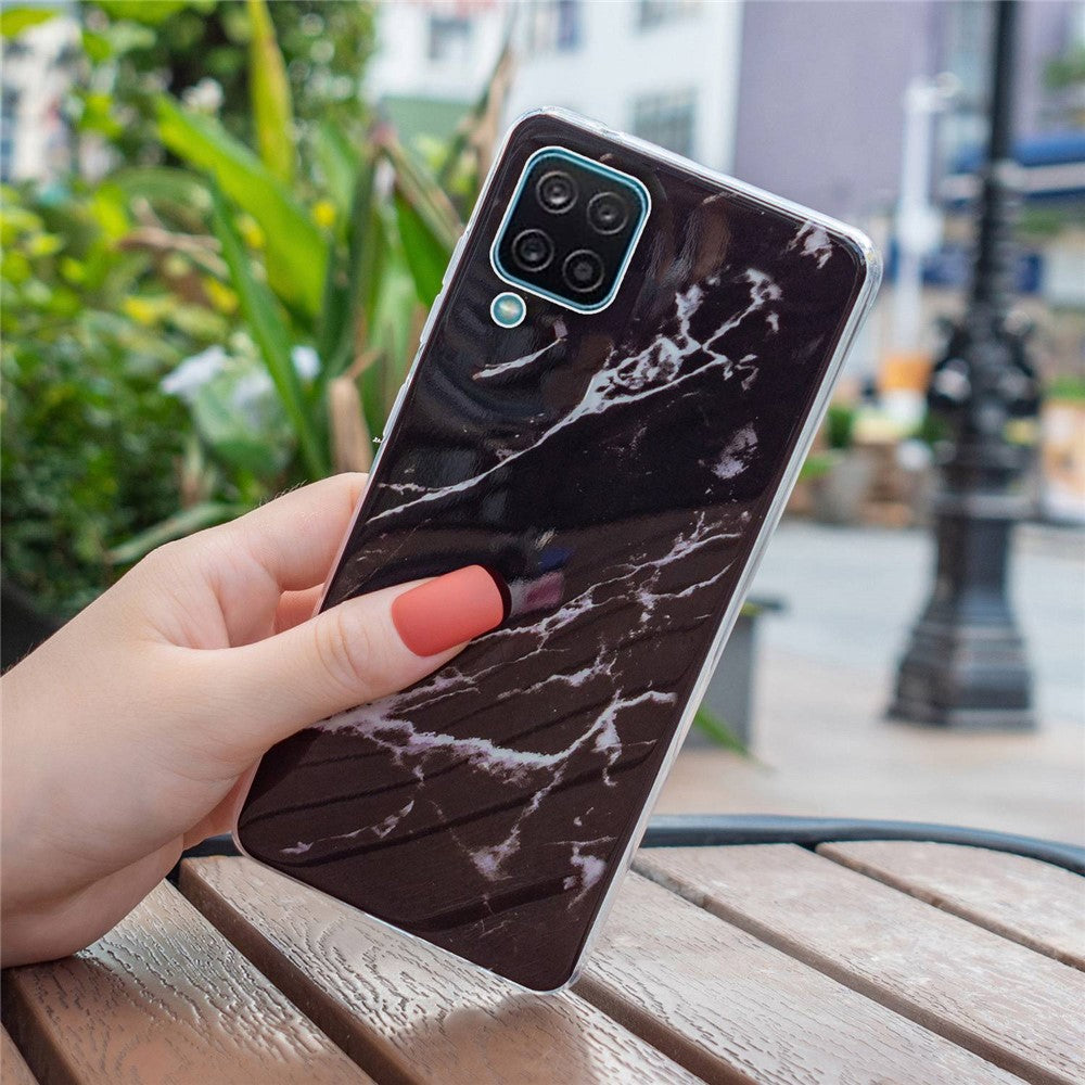 Samsung Galaxy A12 Flexibelt TPU-mobilskal Fallskydd Marmormönster IMD-mobilskal