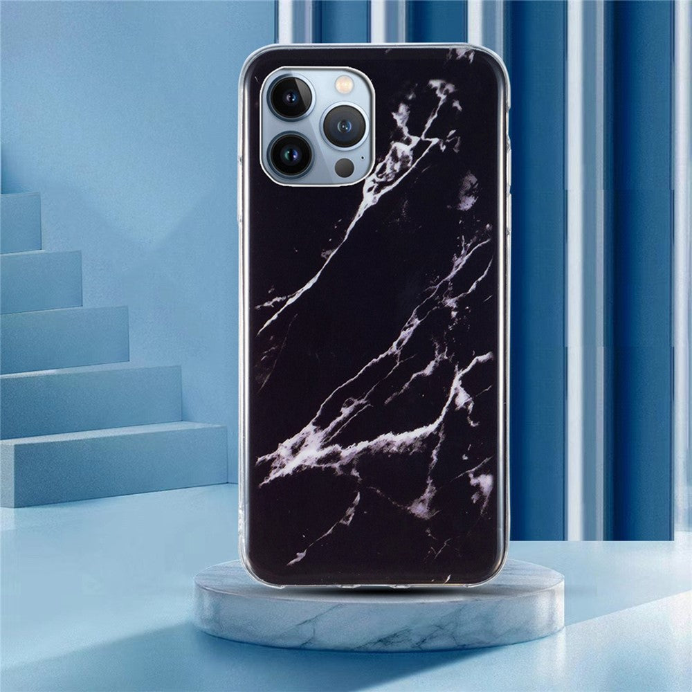 Protective Phone Case for iPhone 13 Pro Max 6.7 inch, Marble Pattern IMD Flexible TPU Back Cover