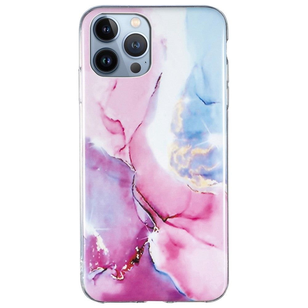 Protective Phone Case for iPhone 13 Pro Max 6.7 inch, Marble Pattern IMD Flexible TPU Back Cover
