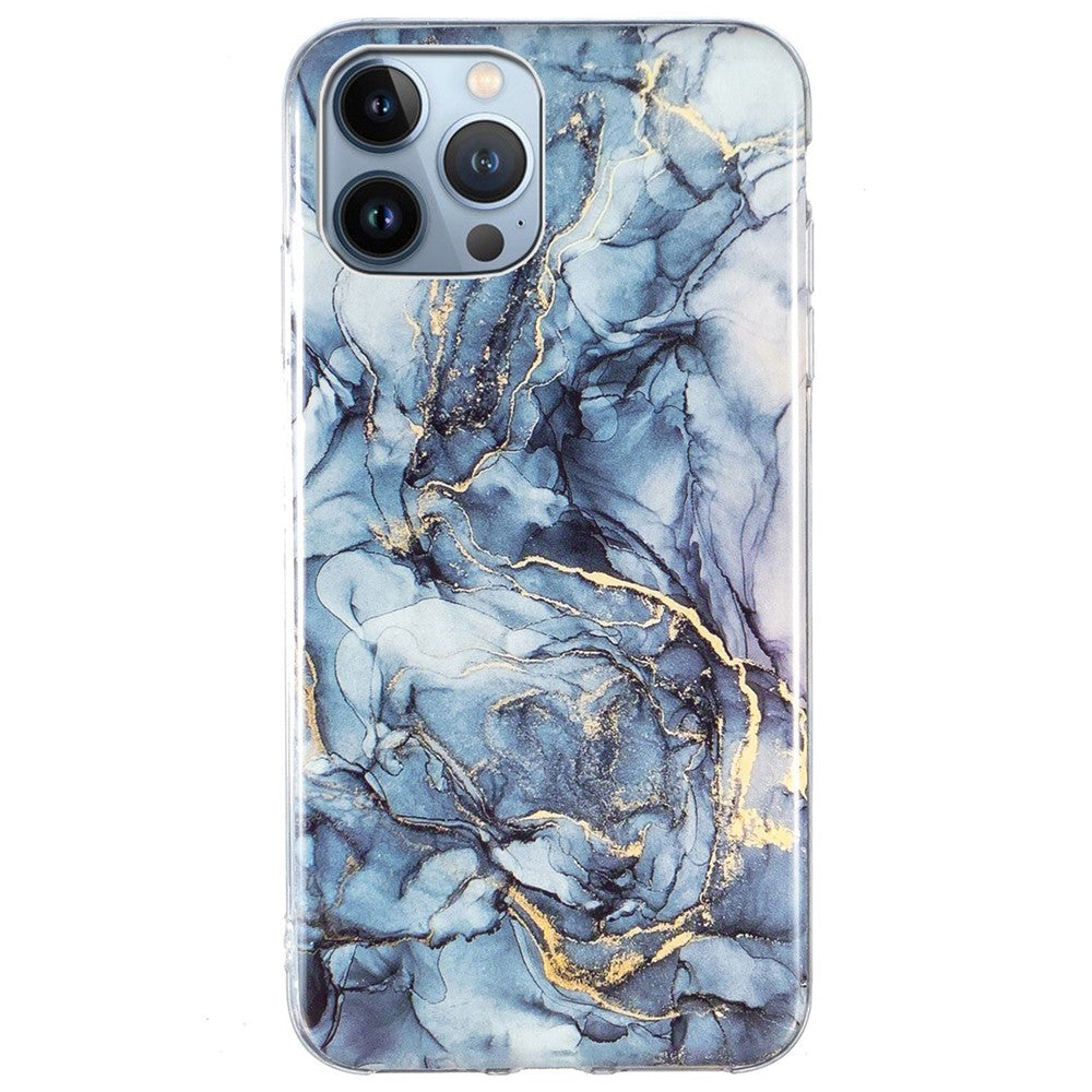 Skyddande mobilskal för iPhone 13 Pro Max 6,7 tum, marmormönster IMD flexibelt TPU-bakstycke