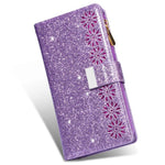 For Samsung Galaxy Z Fold4 5G Style Bling Star Laser Workmanship Phone Cover Bag Zipper Wallet Stand Anti-wear Leather Phone Case with Strap