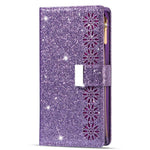 For Samsung Galaxy Z Fold4 5G Style Bling Star Laser Workmanship Phone Cover Bag Zipper Wallet Stand Anti-wear Leather Phone Case with Strap