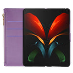 For Samsung Galaxy Z Fold4 5G Style Bling Star Laser Workmanship Phone Cover Bag Zipper Wallet Stand Anti-wear Leather Phone Case with Strap