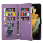 For Samsung Galaxy Z Fold4 5G Style Bling Star Laser Workmanship Phone Cover Bag Zipper Wallet Stand Anti-wear Leather Phone Case with Strap
