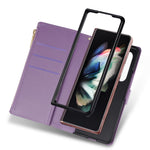 For Samsung Galaxy Z Fold4 5G Style Bling Star Laser Workmanship Phone Cover Bag Zipper Wallet Stand Anti-wear Leather Phone Case with Strap