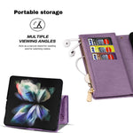 For Samsung Galaxy Z Fold4 5G Style Bling Star Laser Workmanship Phone Cover Bag Zipper Wallet Stand Anti-wear Leather Phone Case with Strap