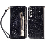 For Samsung Galaxy Z Fold4 5G Zipper Pocket Glittery PU Leather Case Wallet Stand Magnetic Clasp Phone Cover