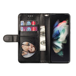 For Samsung Galaxy Z Fold4 5G Zipper Pocket Glittery PU Leather Case Wallet Stand Magnetic Clasp Phone Cover