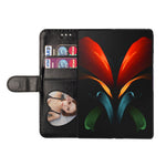 For Samsung Galaxy Z Fold4 5G Zipper Pocket Glittery PU Leather Case Wallet Stand Magnetic Clasp Phone Cover