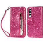 For Samsung Galaxy Z Fold4 5G Zipper Pocket Glittery PU Leather Case Wallet Stand Magnetic Clasp Phone Cover