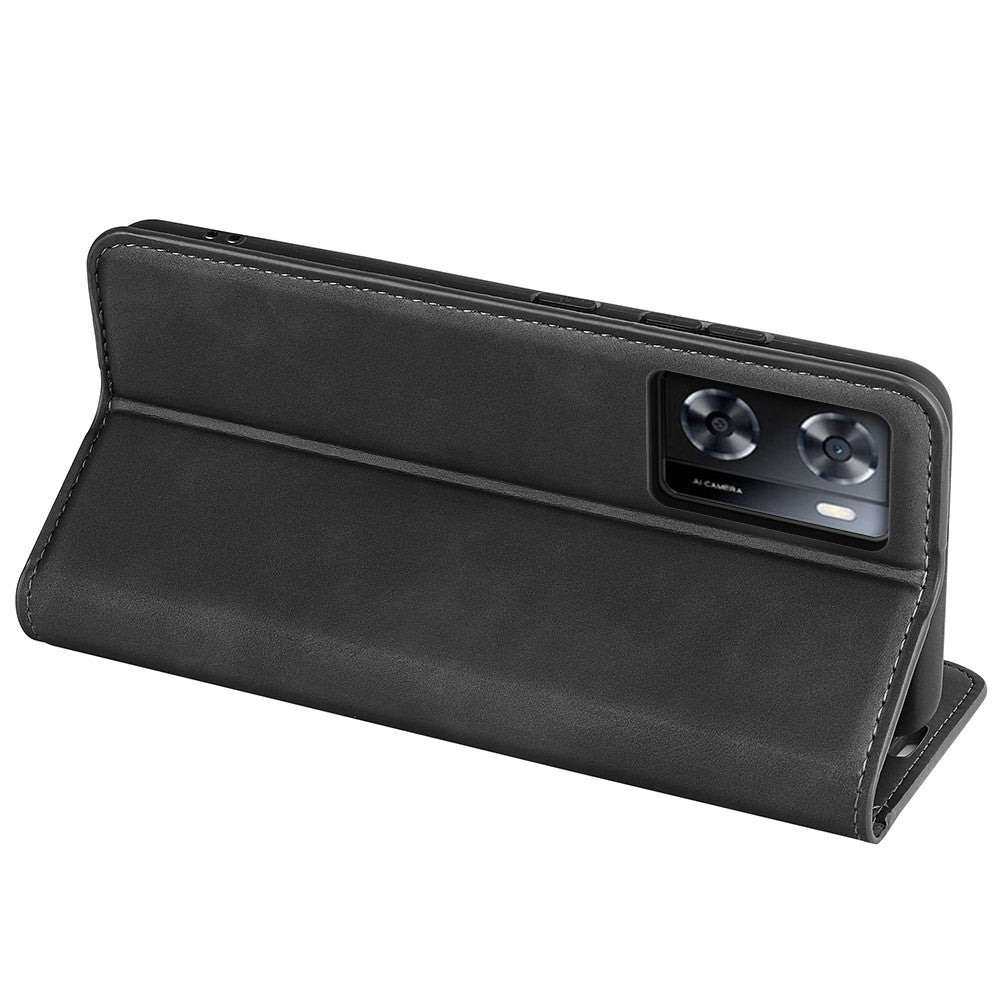 For Oppo A57 4G / A57s 4G Skin-Touch Leather Case Wallet Stand Drop-Proof Protection Phone Cover