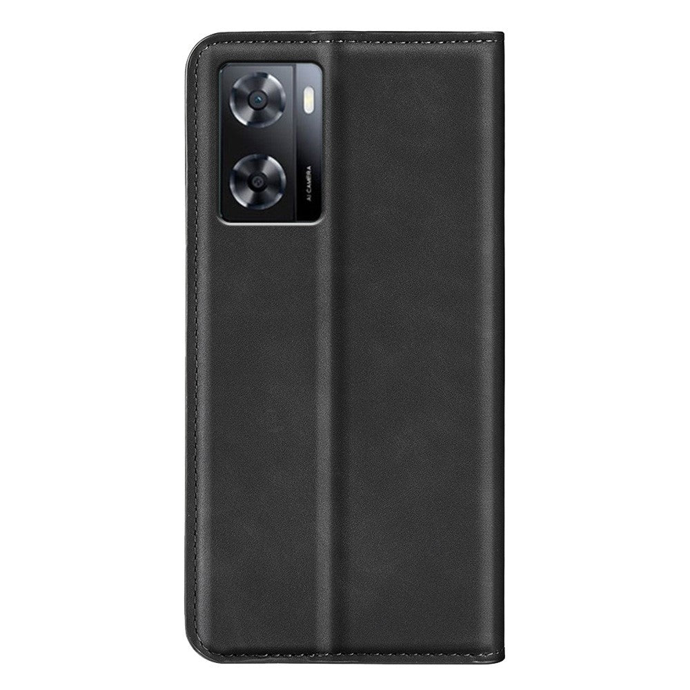For Oppo A57 4G / A57s 4G Skin-Touch Leather Case Wallet Stand Drop-Proof Protection Phone Cover