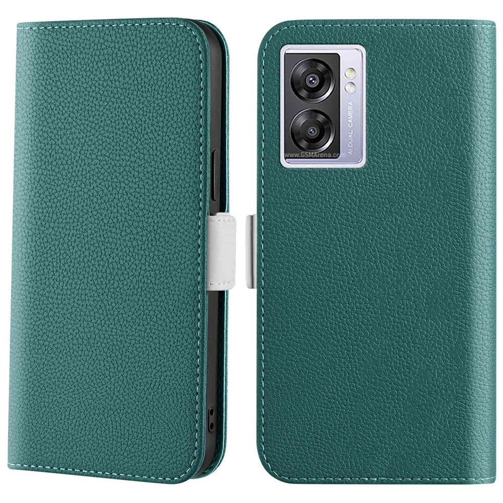 Candy Color Leather Case for Oppo A57 (2022) 5G / A77 5G, Litchi Texture Wallet Stand Phone Protective Cover