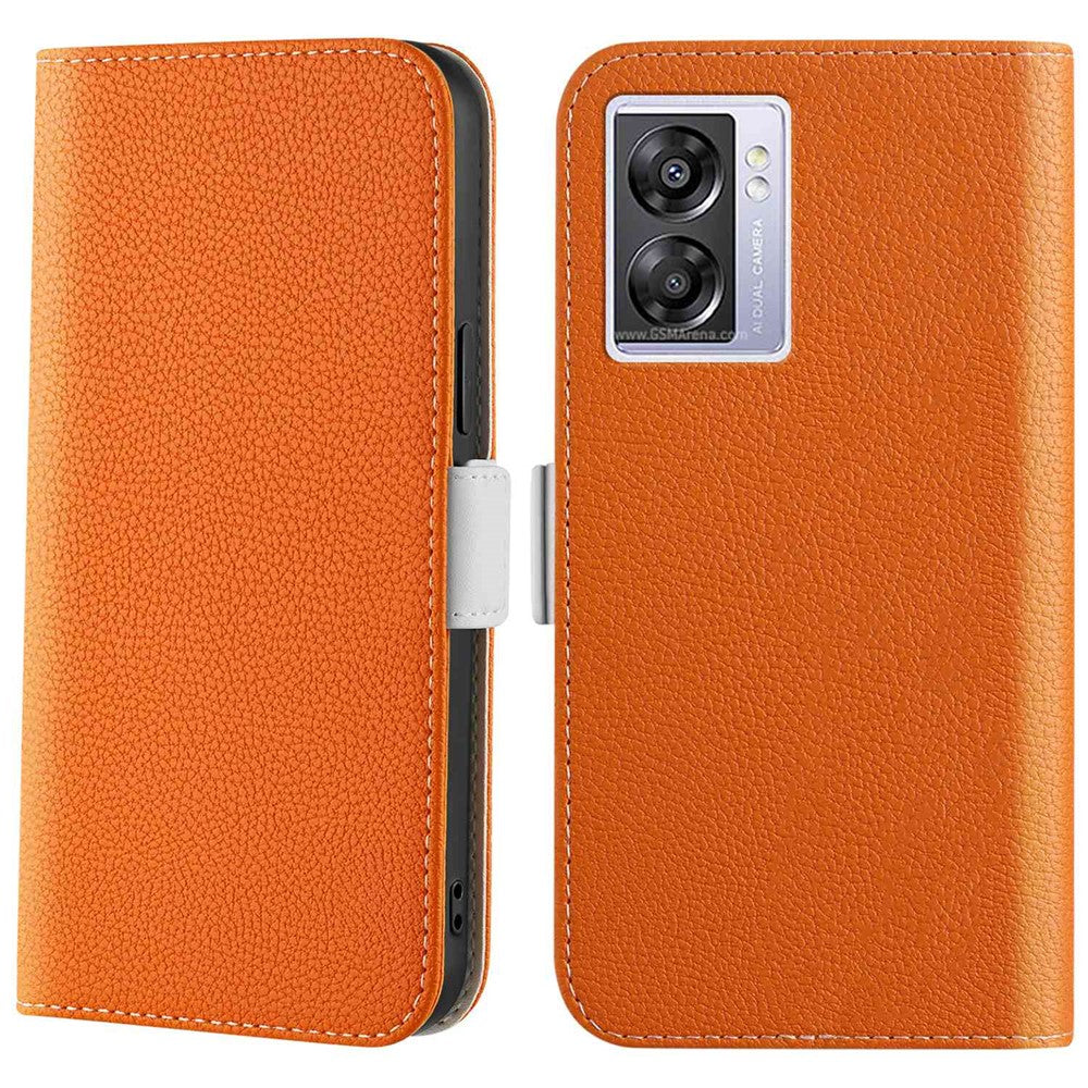 Candy Color Leather Case for Oppo A57 (2022) 5G / A77 5G, Litchi Texture Wallet Stand Phone Protective Cover