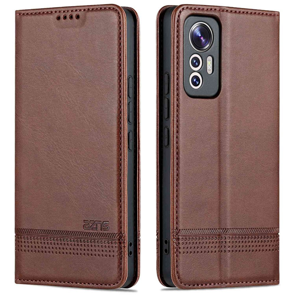 AZNS For Xiaomi 12 Lite 5G Magnetic Auto Closure Wallet Phone Case PU Leather Viewing Stand Flip Cover