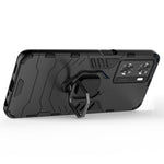 Soft TPU + Hard PC Hybrid Case for Oppo A57 4G / A57s 4G, Ring Kickstand Well-protected Shockproof Phone Shell