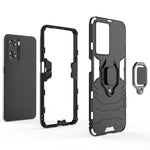 Soft TPU + Hard PC Hybrid Case for Oppo A57 4G / A57s 4G, Ring Kickstand Well-protected Shockproof Phone Shell