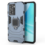 Soft TPU + Hard PC Hybrid Case for Oppo A57 4G / A57s 4G, Ring Kickstand Well-protected Shockproof Phone Shell