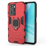Soft TPU + Hard PC Hybrid Case for Oppo A57 4G / A57s 4G, Ring Kickstand Well-protected Shockproof Phone Shell