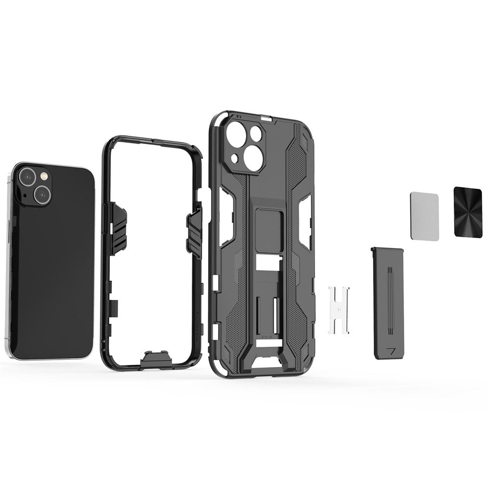 För iPhone 14 6,1 tum flexibelt TPU hårt PC stötsäkert fodral ställ handsfree-baksida