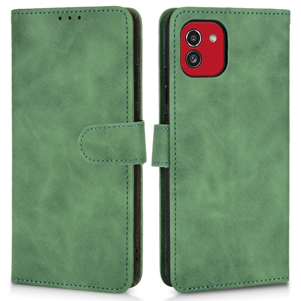 For Samsung Galaxy A03 (166.5mm) Skin-Touch Feeling Phone Wallet Stand Case PU Leather Magnetic Clasp Protective Cover