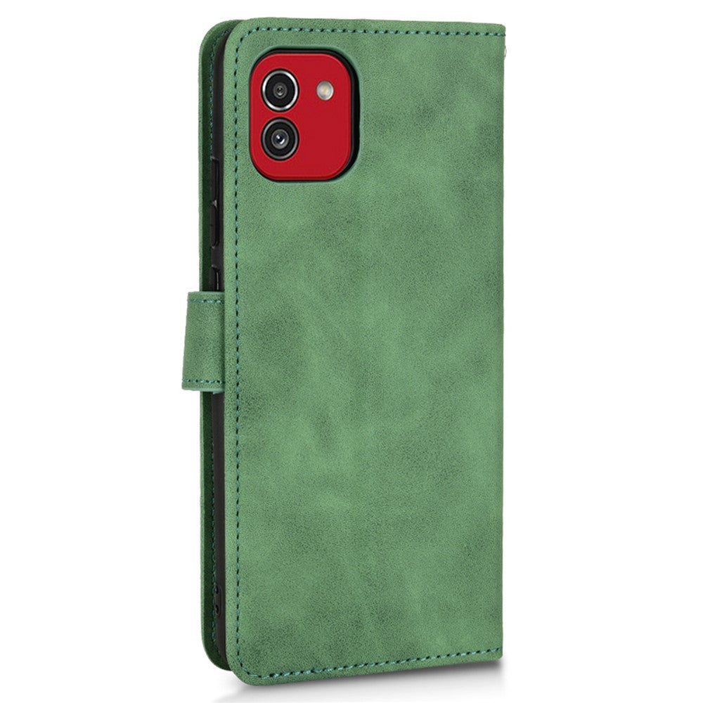 For Samsung Galaxy A03 (166.5mm) Skin-Touch Feeling Phone Wallet Stand Case PU Leather Magnetic Clasp Protective Cover