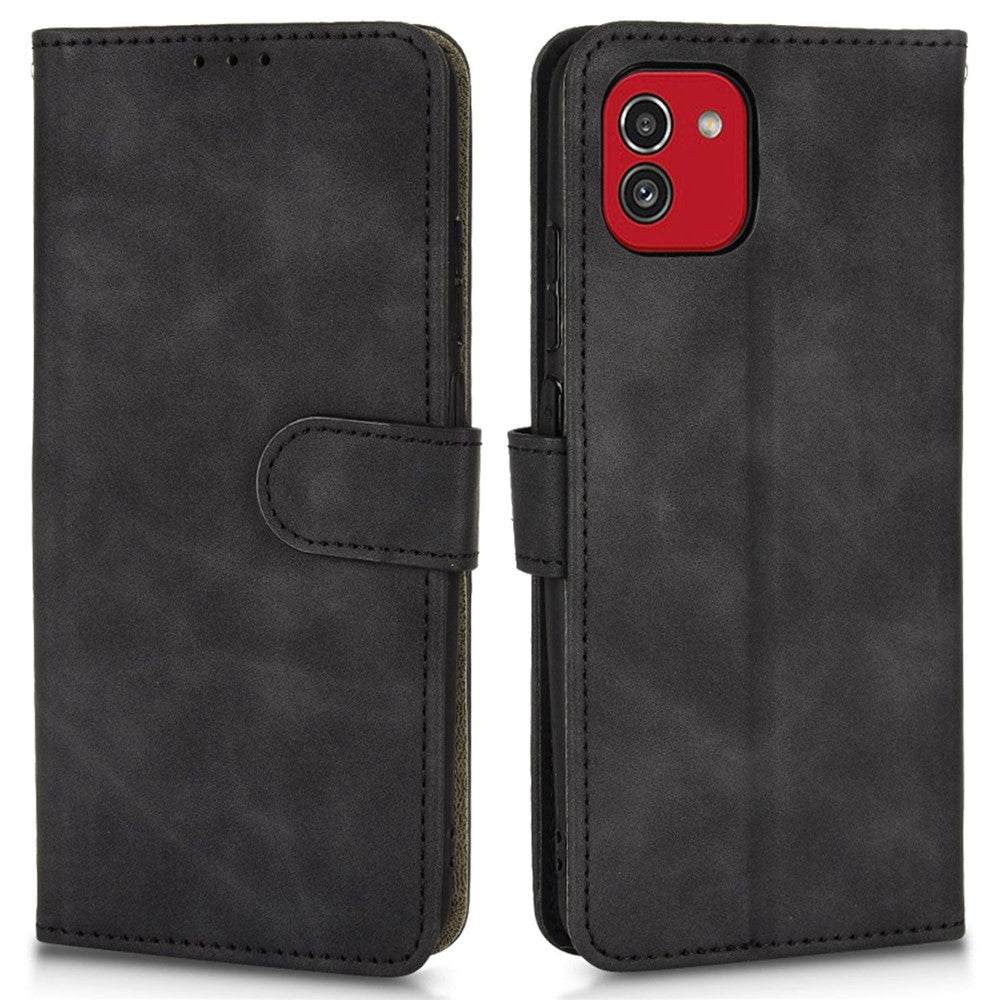 For Samsung Galaxy A03 (166.5mm) Skin-Touch Feeling Phone Wallet Stand Case PU Leather Magnetic Clasp Protective Cover