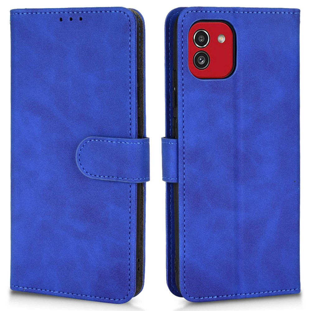 For Samsung Galaxy A03 (166.5mm) Skin-Touch Feeling Phone Wallet Stand Case PU Leather Magnetic Clasp Protective Cover