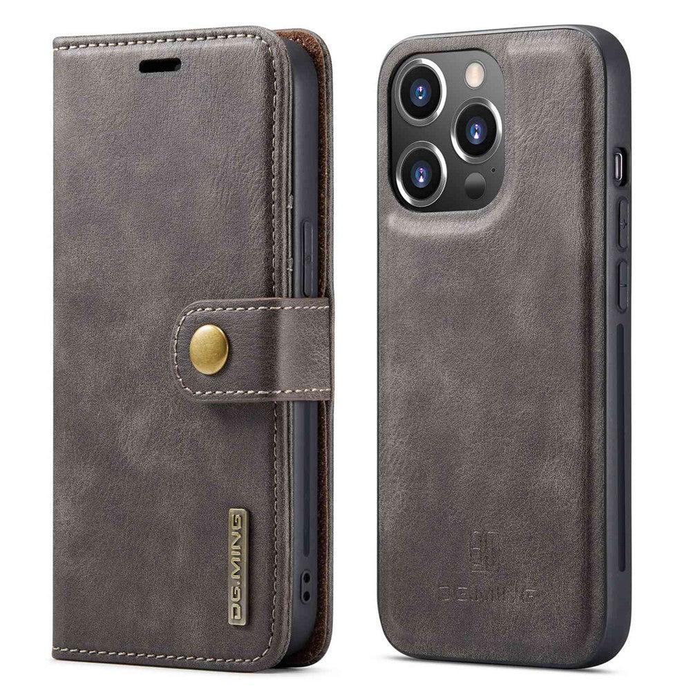 DG.MING For iPhone 14 Pro Max 6.7 inch Wallet Magnetic Detachable Case Split Leather Stand Flip Phone Cover