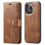 DG.MING til iPhone 14 Pro 6,1 tommer 2-i-1 aftageligt cover magnetisk absorption stativ flip folio delt læderpung etui