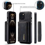 DG.MING M2 Series for iPhone 14 Plus 6.7 inch Anti-drop Full Protection Magnetic Absorption Kickstand Design Cell Phone Case Cover with Detachable Wallet