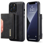 DG.MING M2 Series for iPhone 14 Pro 6.1 inch Scratch-resistant Magnetic Absorption Kickstand Design Mobile Phone Case Cover with Detachable Wallet