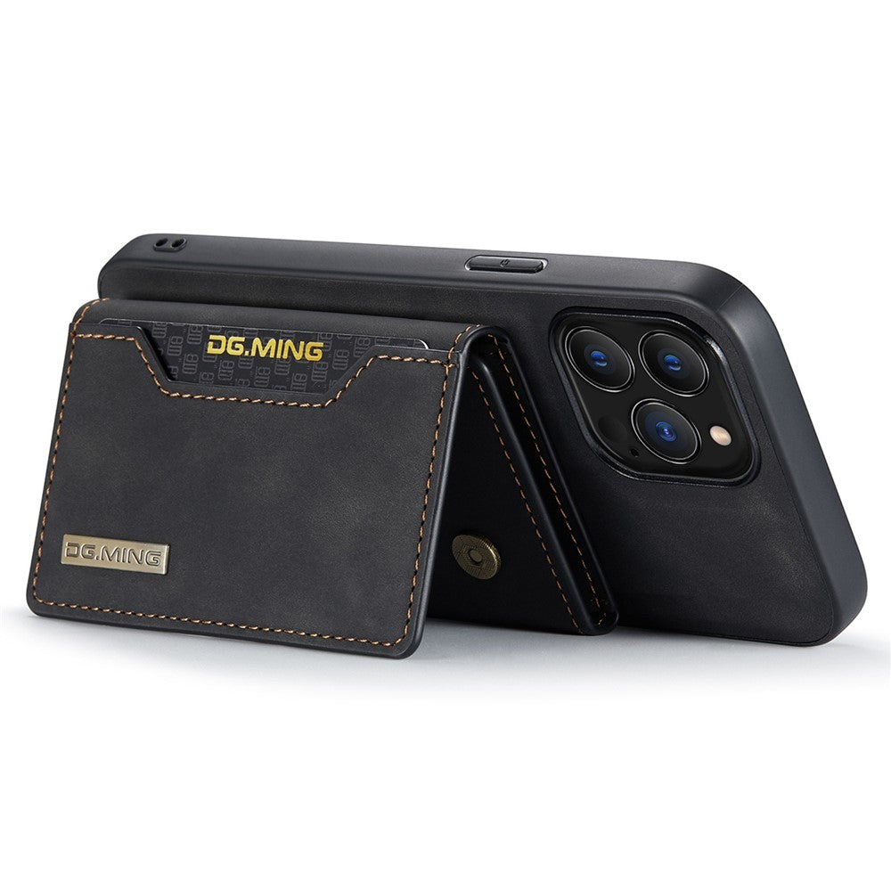 DG.MING M2 Series for iPhone 14 Pro 6.1 inch Scratch-resistant Magnetic Absorption Kickstand Design Mobile Phone Case Cover with Detachable Wallet