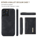 DG.MING M2 Series for iPhone 14 Pro 6.1 inch Scratch-resistant Magnetic Absorption Kickstand Design Mobile Phone Case Cover with Detachable Wallet