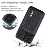 DG.MING M2 Series for iPhone 14 Pro 6.1 inch Scratch-resistant Magnetic Absorption Kickstand Design Mobile Phone Case Cover with Detachable Wallet