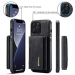 DG.MING M2 Series for iPhone 14 Pro 6.1 inch Scratch-resistant Magnetic Absorption Kickstand Design Mobile Phone Case Cover with Detachable Wallet