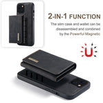 DG.MING M1-serien för iPhone 14 6,1 tum, avtagbart magnetiskt 2-i-1-plånboksfodral i PC+TPU+PU-läder, välskyddat och reptåligt fodral