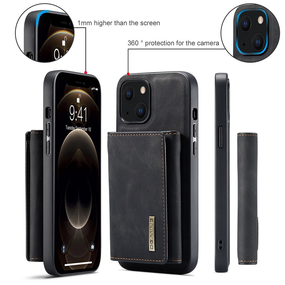 DG.MING M1-serien för iPhone 14 6,1 tum, avtagbart magnetiskt 2-i-1-plånboksfodral i PC+TPU+PU-läder, välskyddat och reptåligt fodral