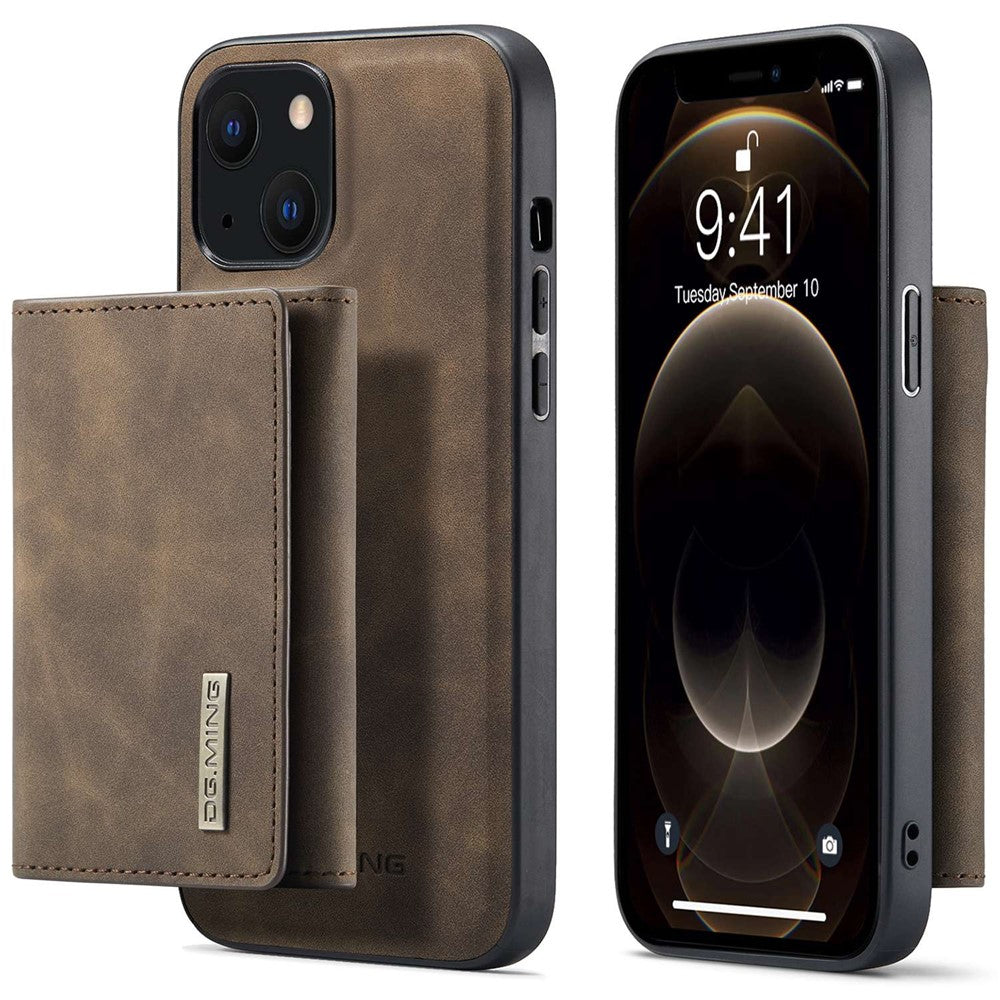 DG.MING M1-serien för iPhone 14 6,1 tum, avtagbart magnetiskt 2-i-1-plånboksfodral i PC+TPU+PU-läder, välskyddat och reptåligt fodral