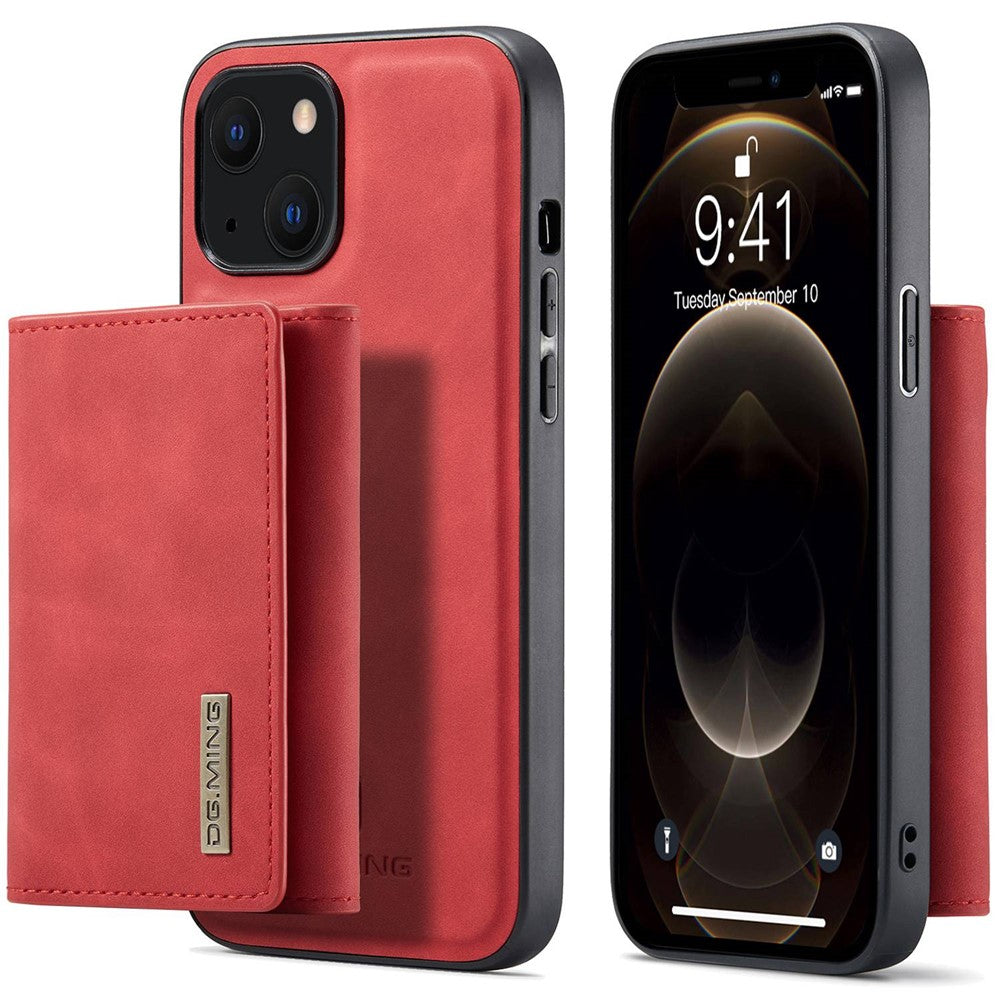 DG.MING M1-serien för iPhone 14 6,1 tum, avtagbart magnetiskt 2-i-1-plånboksfodral i PC+TPU+PU-läder, välskyddat och reptåligt fodral