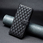 BINFEN COLOR til Samsung Galaxy A53 5G BF Style-14 Etui med præget rombemønster Ridsefast Stativ Mat PU-læderpungcover