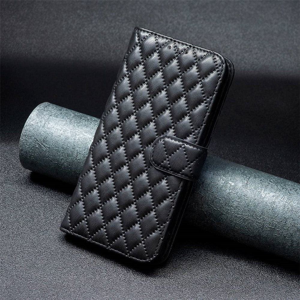 BINFEN COLOR til Samsung Galaxy A53 5G BF Style-14 Etui med præget rombemønster Ridsefast Stativ Mat PU-læderpungcover